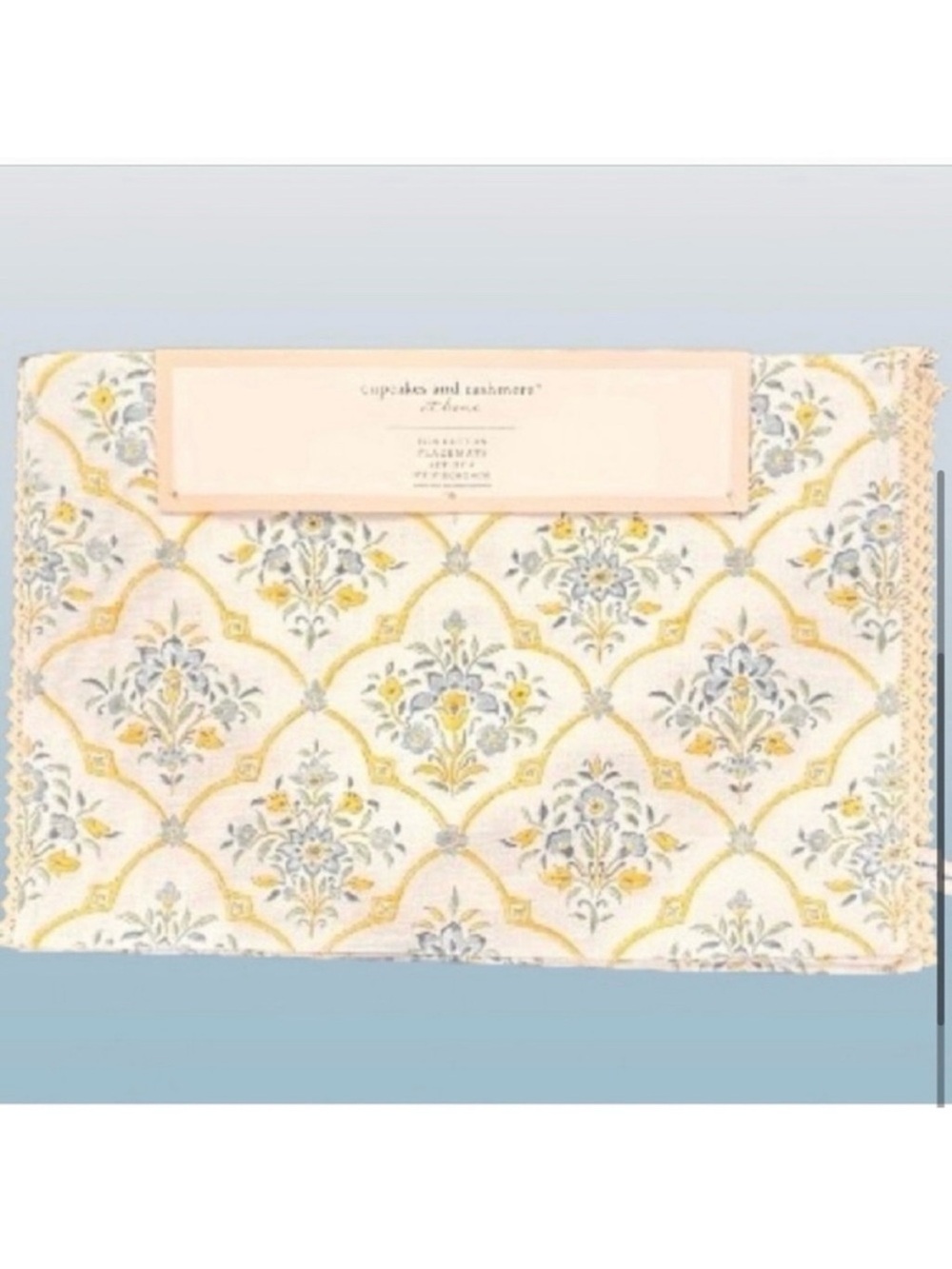 🆕- Cupcakes & Cashmere Set/ 4 Damask Cotton Fabric Placemats.